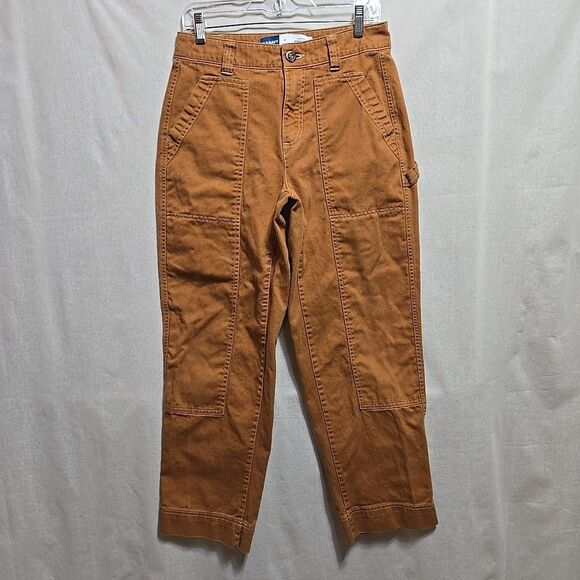 Old Navy High Rise Straight Camel Color Carpenter Style Jeans Size 4 Utility - Picture 1 of 10